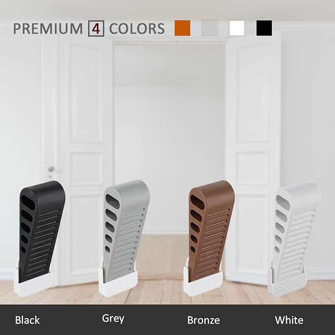 JQK Rubber Door Stopper Wedge, Black 3 Pack Soft TPR Premium Door Stops for Bottom of Heavy Duty Door on Tile, Concrete, Carpet, Wooden Floor, DSB61-BK-P3