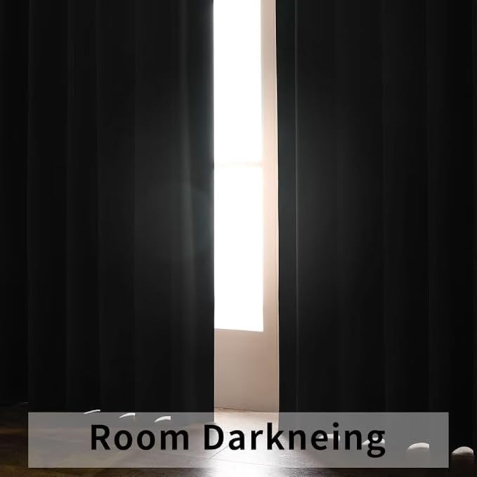 Joydeco Blackout Curtains 84 Inch Length 2 Panels Set, Thermal Insulated Black Out Curtains for Bedroom, Room Darkening Drapes for Living Room Window (W37 x L84 Inch, Dark Grey)