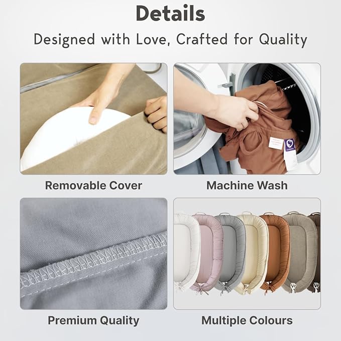 Infant Lounger, Baby Nest Cover for Baby Girls & Boys, Newborn Essentials for Baby 0-18 Months, 100% Cotton Breathable(Misty Rose)