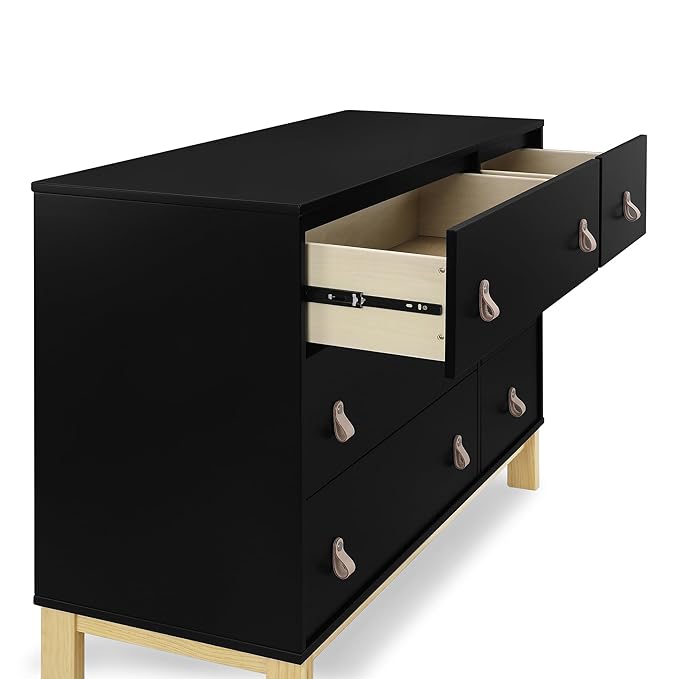 GAP babyGap Legacy 6 Drawer Dresser with Leather Pulls and Interlocking Drawers - Greenguard Gold Certified, Ebony/Natural