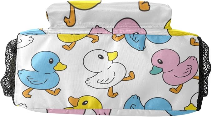 Duck Cartoon Doodle Custom Kids Backpack for Boy Girl, Personalized Waterproof Child School Travel Bag with Name, 16.5’’ X 12.2’’ X 5.9’’