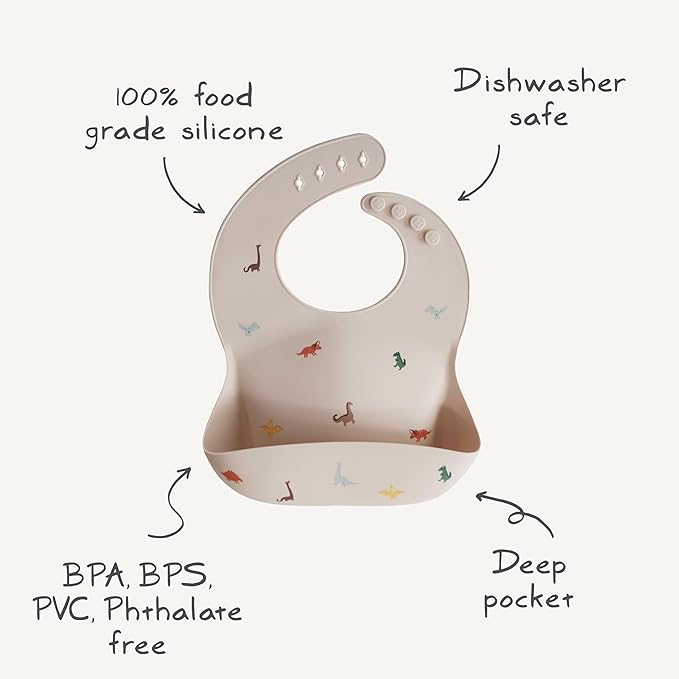 mushie Silicone Baby Bib | Adjustable Fit Waterproof Bibs (Cambridge Blue Confetti)