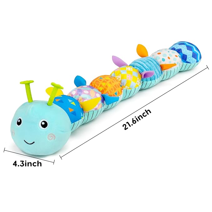 Baby Tummy Time Toys 0-6 Month Musical Stuffed Animal Plush Caterpillar Toy for Infant 6-12 Month Teething Sensory Toy with Crinkle Rattle for Babies 0-3-6 Month Newborn Boy Girl Birthday Gift 1
