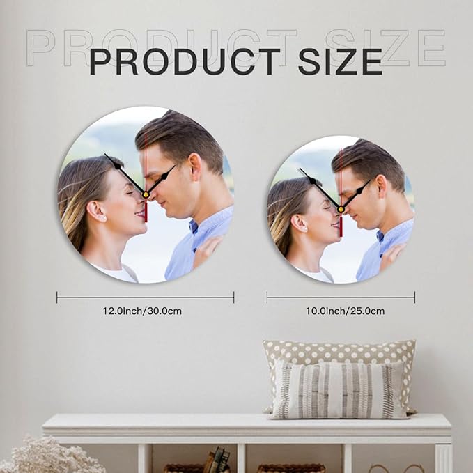 Generic Custom Clocks for Walls Personalized Clocks with Picture Customized Round Clock for Birthday Wedding Present Family Friends Gifts, 12inch-30cm