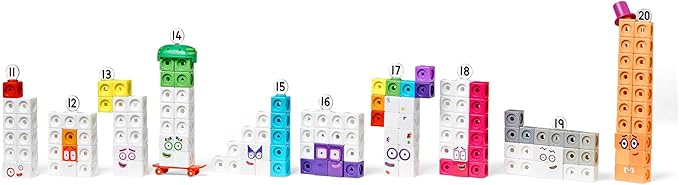 hand2mind Numberblocks MathLink Cubes 11-20 Activity Set, 30 Numberblocks Activities Linked to TV Episodes, 155 NumberBlocks MathLink Cubes, Numberblocks Toys, Math Cubes, Homeschool Supplies