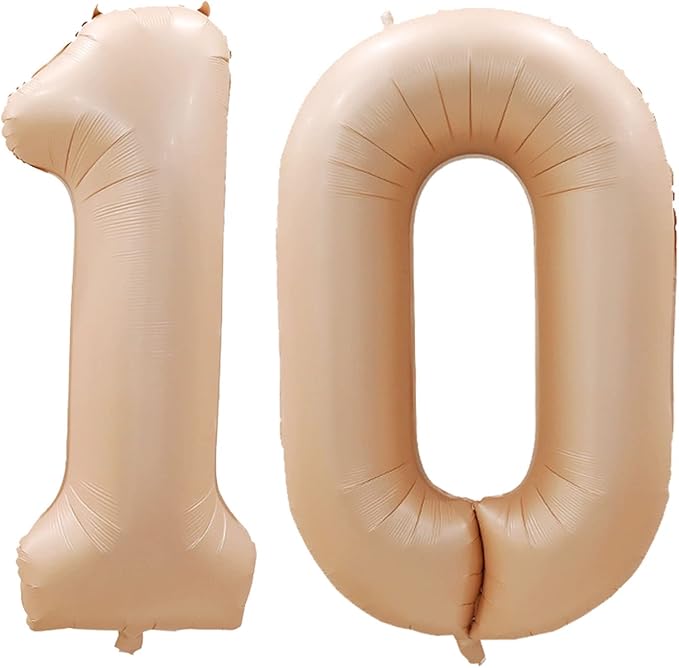 GOER Number 10 Balloons for 10th Birthday Party Decorations,42 Inch Jumbo Foil Helium Balloons for 10th Anniversary (Caramel)
