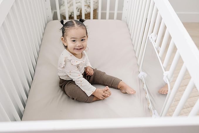 Baby Mirror - Large Crib Mirror - Double-Sided with High Contrast Images - Baby Safe Mirror - NICU Approved - Shatterproof with Hospital Grade Rubber by Genius Baby Toys