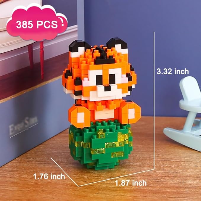 12 Mini Animals Building Blocks Sets Building Block Party Favor for Kids Small Zodiac Animals Pets Horse Dog Monkey Tiger Rabbit Dragon STEM Educational Toys for Boys Girls(Tiger)