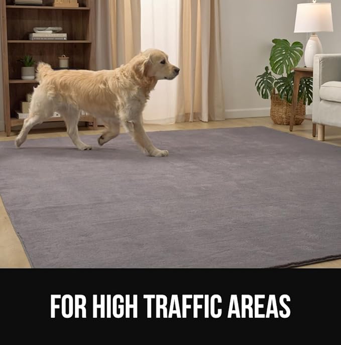 GORILLA GRIP Ultra Soft Washable Area Rug, 5x7, Stain and Slip Resistant Plush Thick Carpet for Bedroom Living Room, No Shed Floor Rugs, Pet Friendly, Dorm Essentials, Kids Nursery Home Decor, Ivory