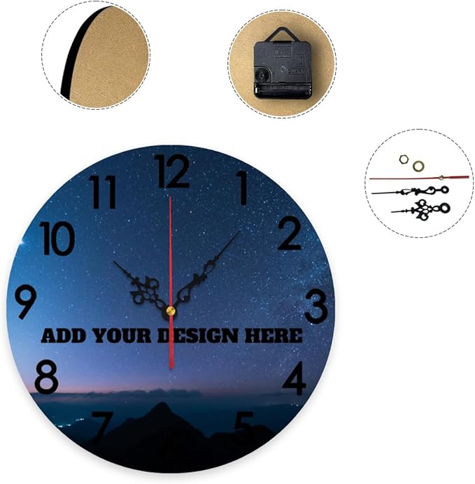 Generic Custom Wall Clock Personalized Picture Hanging Time Clocks Silent Non Ticking Round Decoration for Kitchen Wedding Friend Family Lover, 12x12Inch