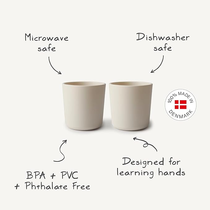 mushie Dinnerware Cups For Kids | Made in Denmark, Set of 2 (Smoke)