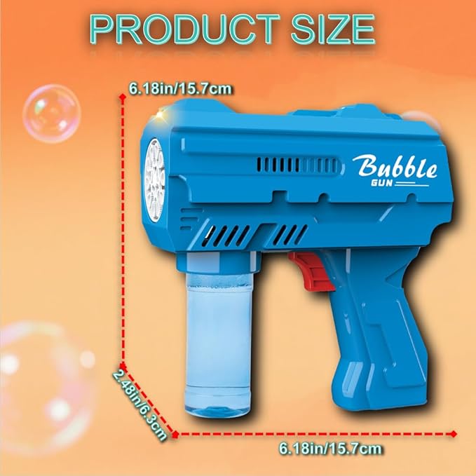 Kids Bubble Gun, Bubble Blaster with Refill Solution, Automatic Bubble Maker Blower & LED Light, Bubble Machine Guns for Toddlers Age 3-8, Outdoor Toys,Birthday Gifts,Easter, Wedding, Party (Blue)