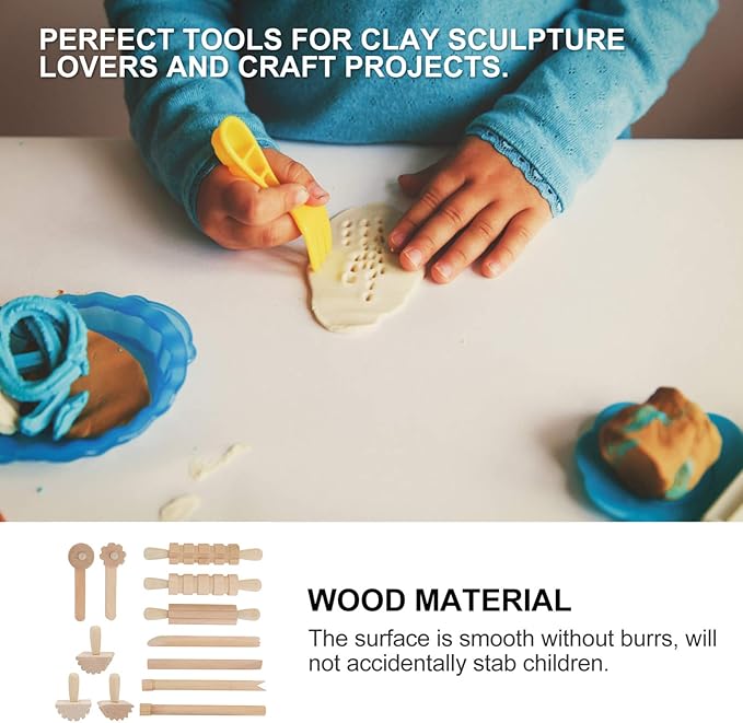 12Pcs Wooden Clay Tool Set Clay Molding Tools for and Art and Crafts Activities