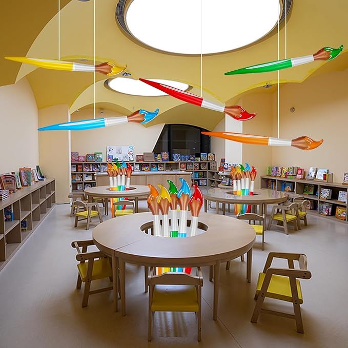 10 Pcs 41.3 Inch Giant Inflatable Paint Brushes Large Blow up Paintbrush Tall Large Jumbo Decorations Prop Set for Birthday Party Favors Classroom School Back to School Supplies,5 Colors