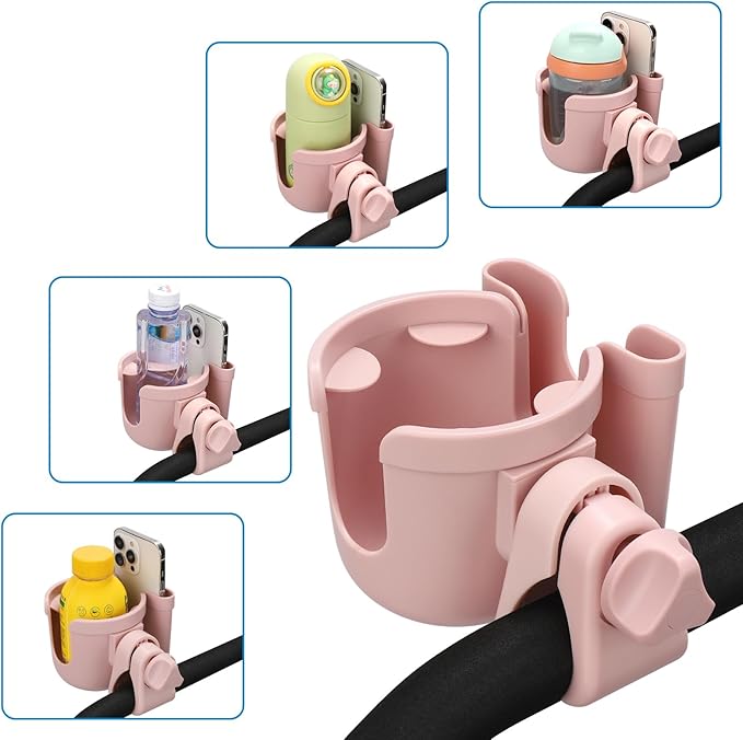Accmor Stroller Cup Holder with Phone Holder, Bike Cup Holder, Universal Cup Holder for Uppababy Nuna Doona Strollers, 2-in-1 Cup Phone Holder for Stroller, Bike, Wheelchair, Walker, Scooter