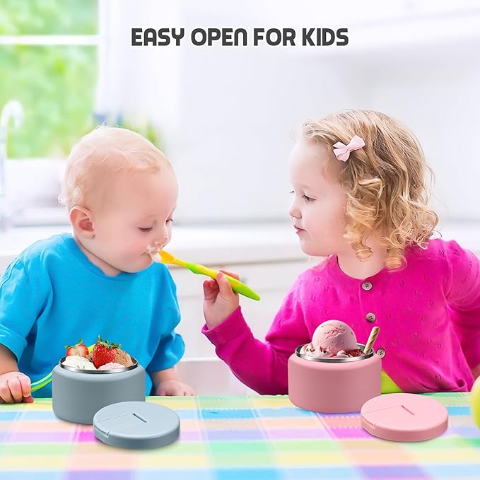 13.5oz Soup Thermo for Hot Food Kids with Buckle Lid Insulated Vacuum Food Jar Wide Mouth Leakproof Stainless Steel Lunch Container- Pink