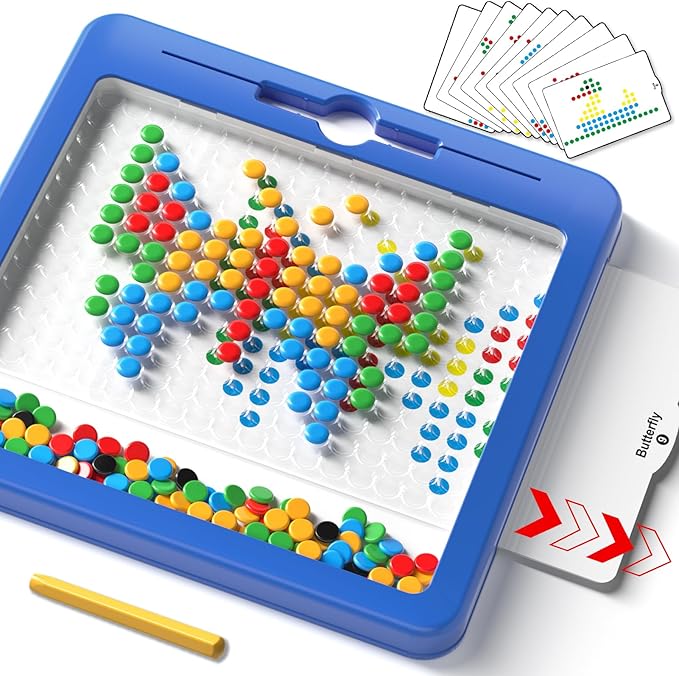 Large Magnetic Dots Board for Toddlers, Magnetic Drawing Board for Kids, Magnetic Dot Art with Magnetic Pen, Montessori Preschool Education Travel Toys for Kids Boys Girls Age 2 3 4 5 6 7 8 Years Old