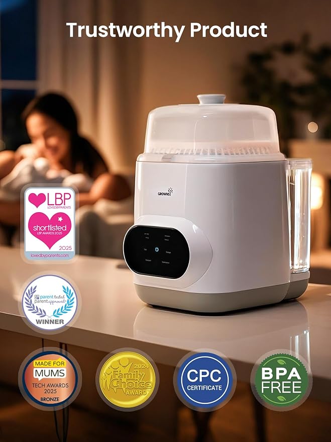 Grownsy EaseClean Bottle Washer Pro | All-in-One Bottle Washer and Sterilizer and Dryer | Baby Bottle Washer for Bottles, Pump Parts & Baby Essentials | Replaces Hand Washing