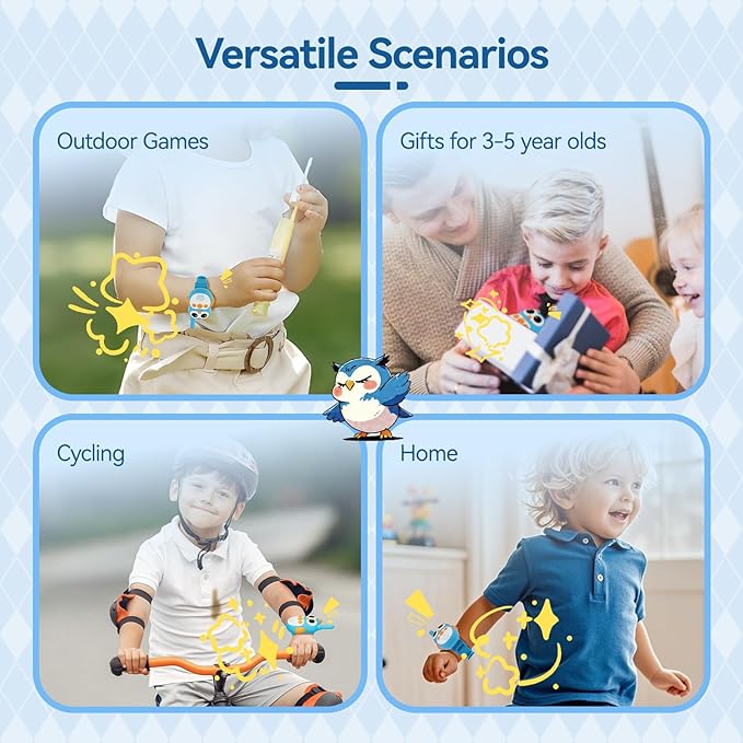 Retevis RT30W Walkie Talkies for Kids Rechargeable, Owl Toys for Kids Birthday Gifts, Toy Walkie Talkie Watch with LED Eyes, for Boys Girls Outdoor Camping Hiking Family Games (1 Pair)