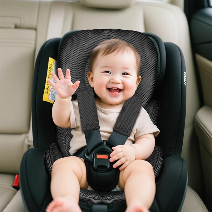 Infant Car Seat Insert for Newborn Girls Boys, Summer Mesh Baby Carseat Head Support with Strap Pads, Soft Reversible Baby Car Seat Insert Cushion Pad for Car Seat, Stroller, Bouncer, Swing, Black