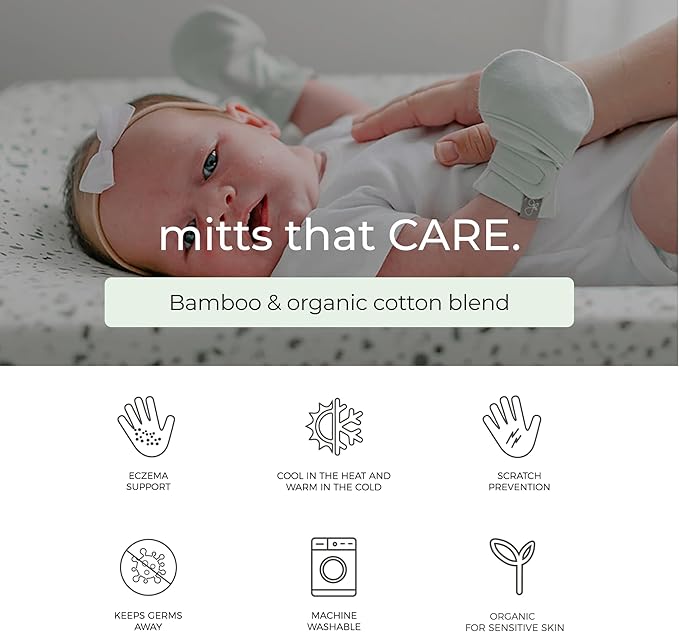 Goumi Baby Mitts, Anti-Scratch Newborn Mittens, Soft Stay-On Mitts, Succulent 3-6 Months