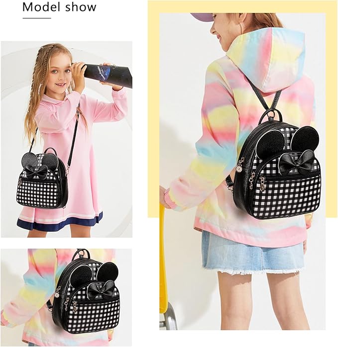 KL928 Girls Bowknot Polka Dot Cute Mini Backpack Small Daypacks Convertible Shoulder Bag Purse for Women