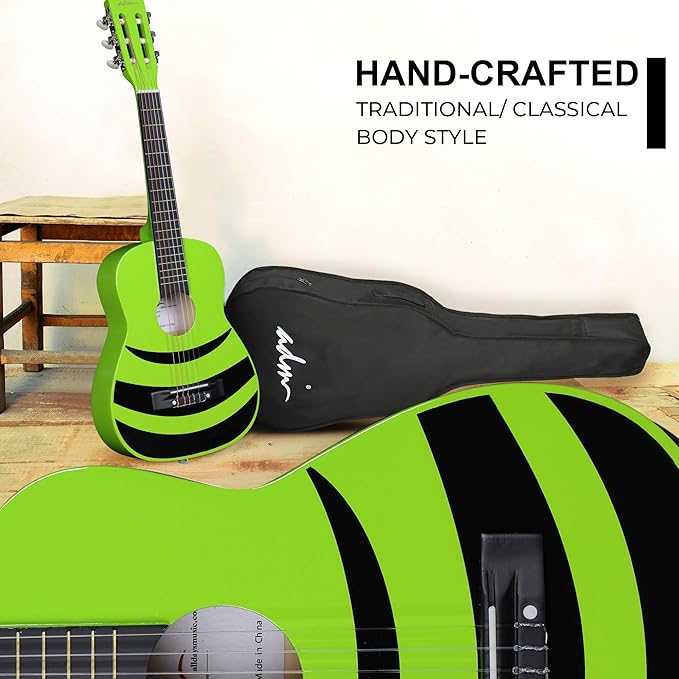 ADM Beginner Acoustic Classical Guitar Nylon Strings Wooden Guitar Bundle Kit for Kid Boy Girl Student Youth Guitarra Online Lessons with Starter Accessories (30 Inch, Geen)