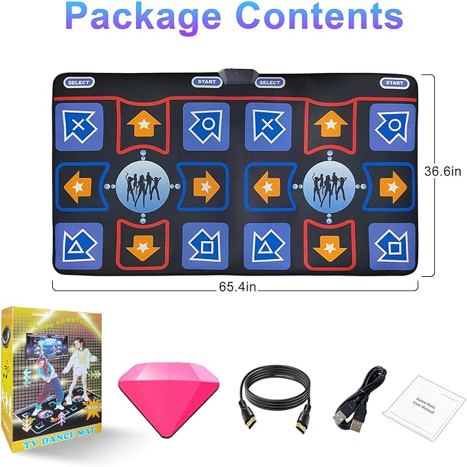 Dance Mat for Adults and Kids - Plug and Play TV Electronic Dance Mat Game, Wireless Dance Pad, Fun Dance Fitness Games for Kids, Christmas and Boys and Girls Birthday Gift Ideas, Blue
