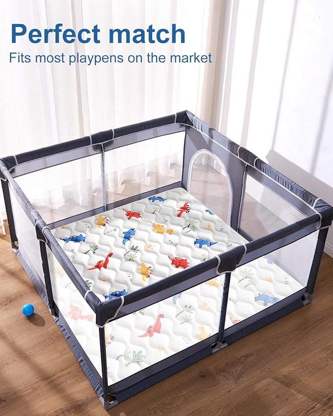 Odorless Premium Foam Baby Play Mat 79" x 71", Soft Microfiber Fabric Crawling Mat for Floor- Comfortable and Hypoallergenic, Non-Slip Cushioned Floor Playpen mat for Infants,Babies,Toddlers