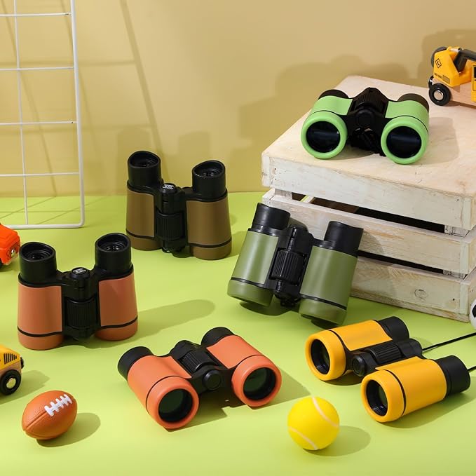 6 Pack Kid Binoculars Shockproof Mini Compact Binoculars Toys for Girls Boys Small Folding Telescope for Bird Watching Educational Learning Camping Birthday Gifts