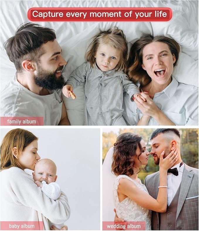popotop Photo Album Self Adhesive with Picture Display Window,40 Pages DIY Scrapbooking Supplies Kit for 4x6 10x12 Picture,Linen Cover Memory Book for Baby Wedding, with Scraper and Metallic Pen