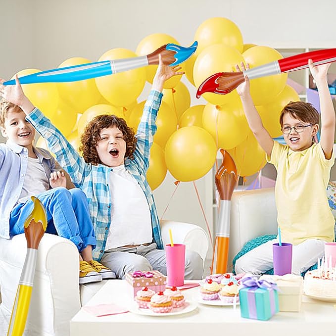 10 Pcs 41.3 Inch Giant Inflatable Paint Brushes Large Blow up Paintbrush Tall Large Jumbo Decorations Prop Set for Birthday Party Favors Classroom School Back to School Supplies,5 Colors