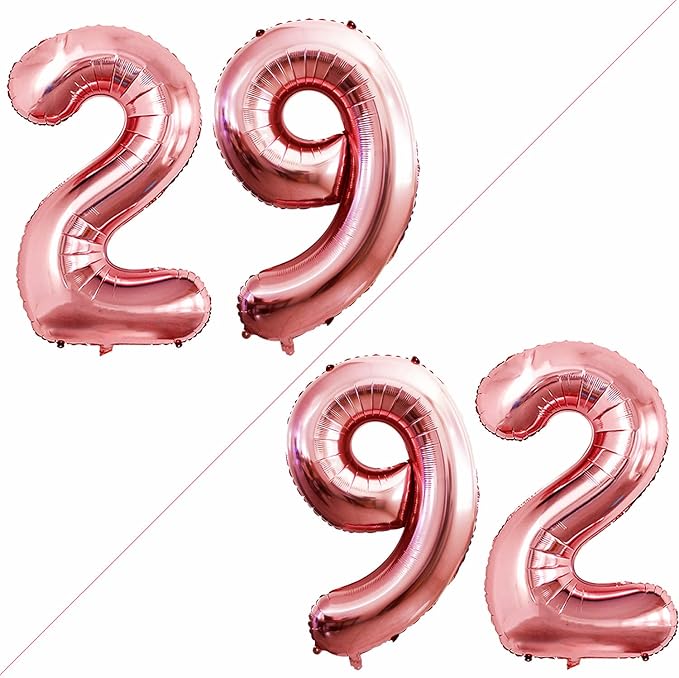GOER Number 29 Balloons for 29th Birthday Party Decorations,42 Inch Jumbo Foil Helium 92 Balloons for 92nd Birthday Party Decoration (Rose Gold)