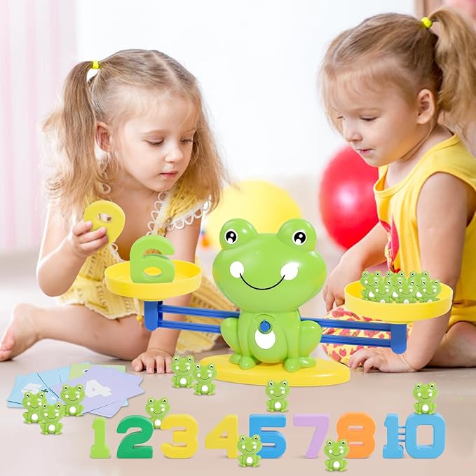 BAKAM Frog Balance Scale Toy, Number Counting Blocks Games, Montessori Math Games for Kids 5-7, Preschool Kindergarten Learning Activities, STEM Educational Toys for 3+ Year Old