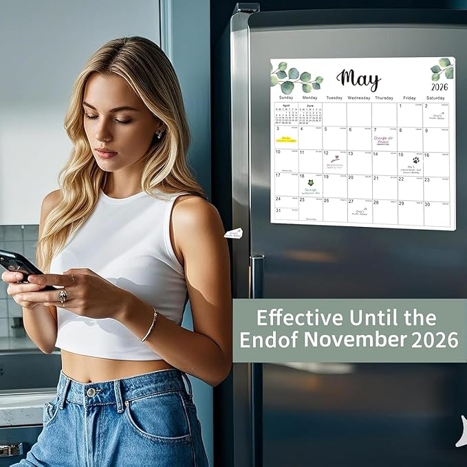 2025-2026 Magnetic Fridge Calendar 18 Monthly Magnetic Calendar for Refrigerator 2025-2026 Wall Calendar Planner Runs from June 2025 Until November 2026 Easy Organizing Markers Tearable (Nature)