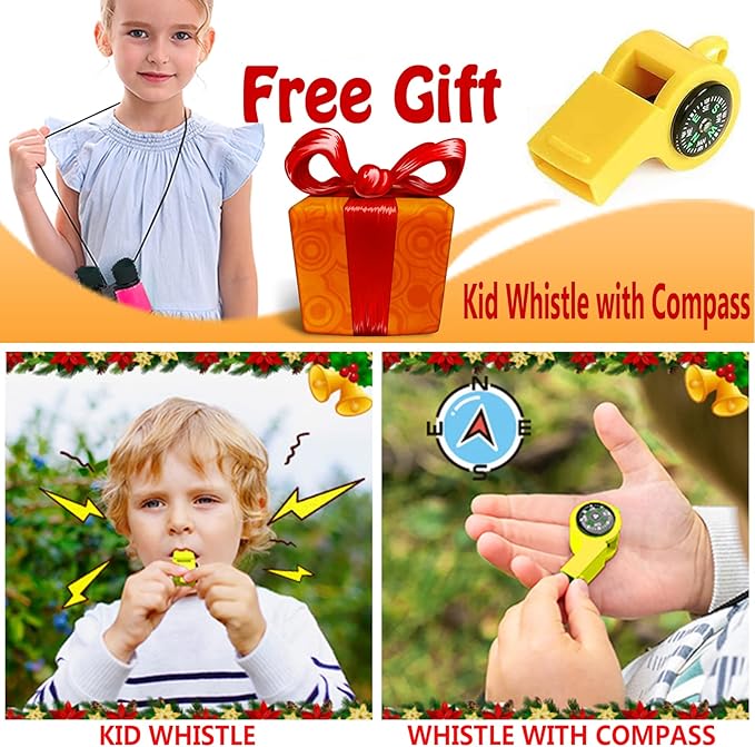 Kids Binoculars Best Gifts for 3-12 Years Boys Girls High-Resolution Optics Shockproof Mini Compact Binocuolar Toys Folding Small Telescope for Bird Watching Camping Outdoor Play