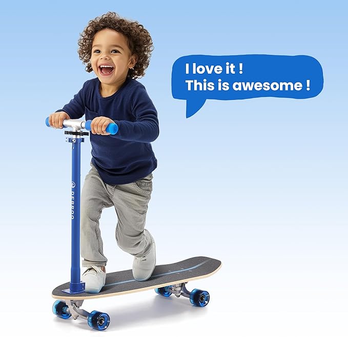 2-in-1 Kids Skateboard & Lean-to-Steer Scooter with Detachable Handlebar, LED Light-Up Wheels, Adjustable Height – Beginner Surf Skateboard for Ages 3+
