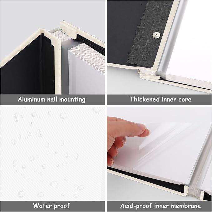 Zesthouse Photo Album Self Adhesive Pages, 60 Pages Magnetic Scrapbook Albums with Sticky Page,Photos Album Holds 8x10 & 5X7 & 4x6 & 6x8 & 3x5, Large Picture Book Ideal for Family,Wedding,Baby