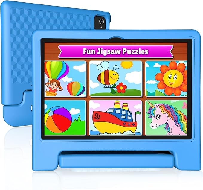 JREN Tablet for Kids|10 Inch Kids Tablet Android 14|Octa-core|64GB|WiFi |Bluetooth|Parental Control|Children Content|Children Toddler Blue