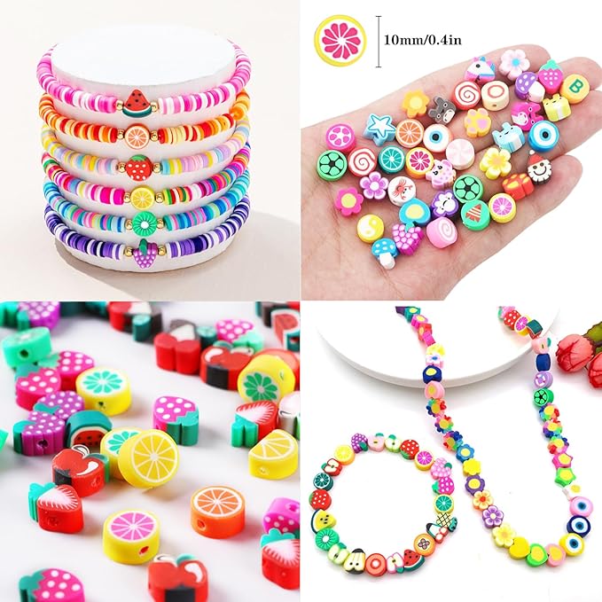 1600PCS Volleyball Sports Ball Polymer Clay Beads Charms for Friendship Bracelets Making Kit Cute Fun Beads DIY Arts Crafts Birthday Gifts for Kids Girls Volleyball Bead