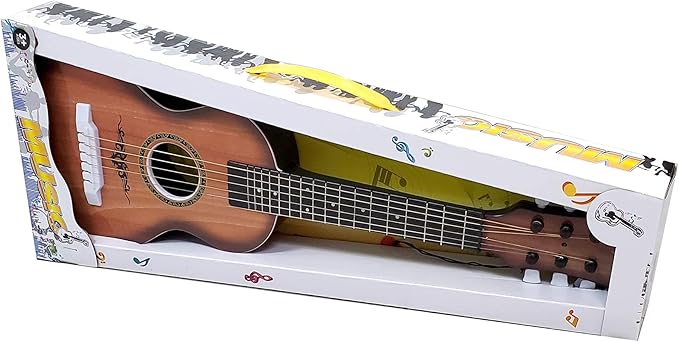 23" Acoustic Guitar, Kids 6 String Toy Guitar - Realistic Steel Strings - Beginner Practice First Musical Instrument for Children, Toddlers (Walnut)
