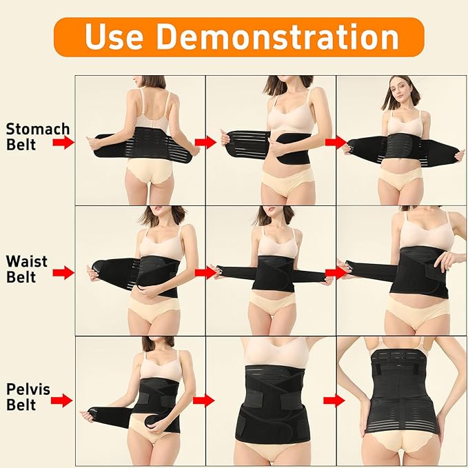 3 in 1 Postpartum Belly Band Post Partum for Women Abdominal Binder Surgery C Section Recovery Stomach Belly Wrap Belt