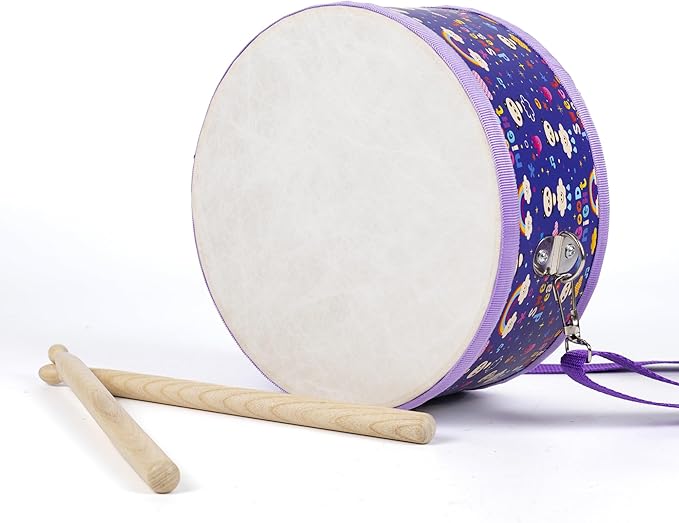 Kids Drum Set with Adjustable Strap: Toddler Musical Instrument for Ages 3-5, Wearable Drum Kit with Drumsticks, Educational Percussion Toy for Rhythm Music Development (Purple)