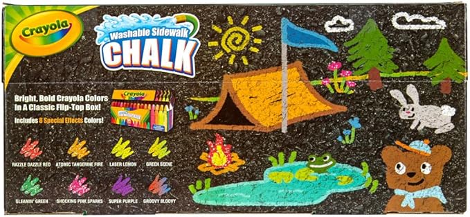 Crayola Ultimate Washable Chalk Collection (64ct), Bulk Sidewalk Chalk, Outdoor Chalk for Kids, Anti-Roll Sticks, School Supplies