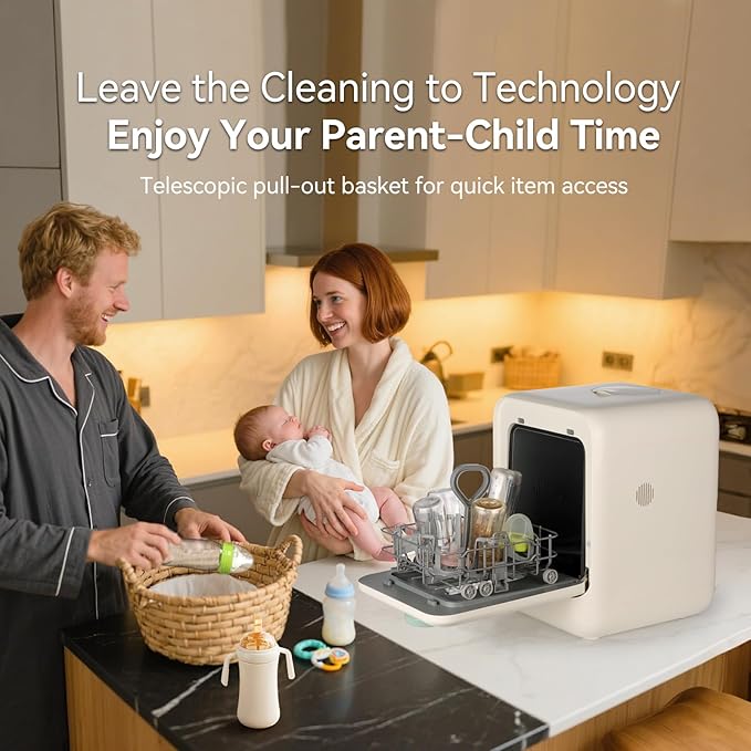 ICUIRE Baby Bottle Washer, Sterilizer & Dryer Pro, Newborn Essential for Parents One-Hand Operation, 4 Sterilize Modes for Baby Stuff, 3.2L Water Tank for Clean Bottles, Pump Part &Pacifiers, Baby Toy