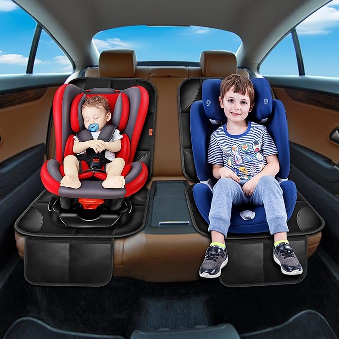 Car Seat Protector 2 Pack Car Seat Cushion Mat Thickest Padding,Waterproof 600D Fabric Car Seat Covers for Non-Slip Backing Mesh Pockets for Baby and Pet (Blue, 2 Pack)