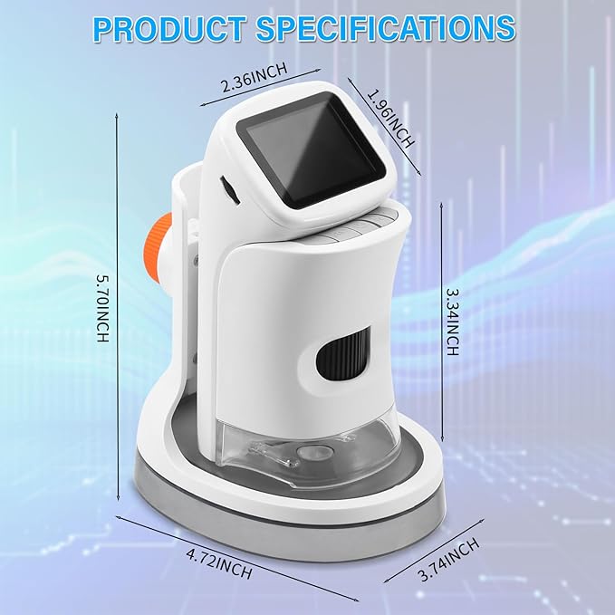 Microscope,Microscope Handheld,2’’ IPS Eye-Protecting Screen,Maximum Magnification of 1000X,Take Photos and Record Video with HD Pixels,Christmas,Birthday, Edu Gifts