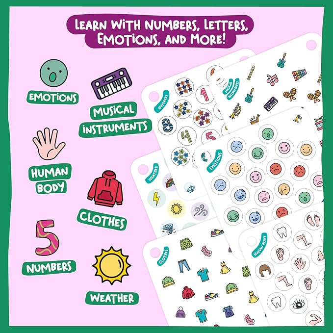 Nene Toys Educational Memory Extension Cards - 24 Extra Themed Patterns β Additional Matching Cards with Numbers, Letters, Animals, Body Parts Exclusive Size