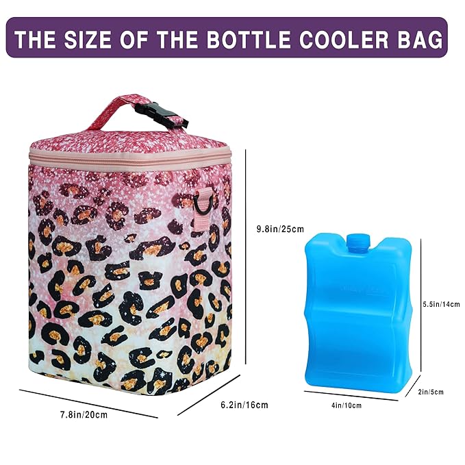 Breastmilk Cooler Bag with Ice Pack Fits 4 Bottles Up to 9 Ounce - Insulated Baby Bottle Cooler on The Go with Strap for Nursing Mom, Daycare or Travel