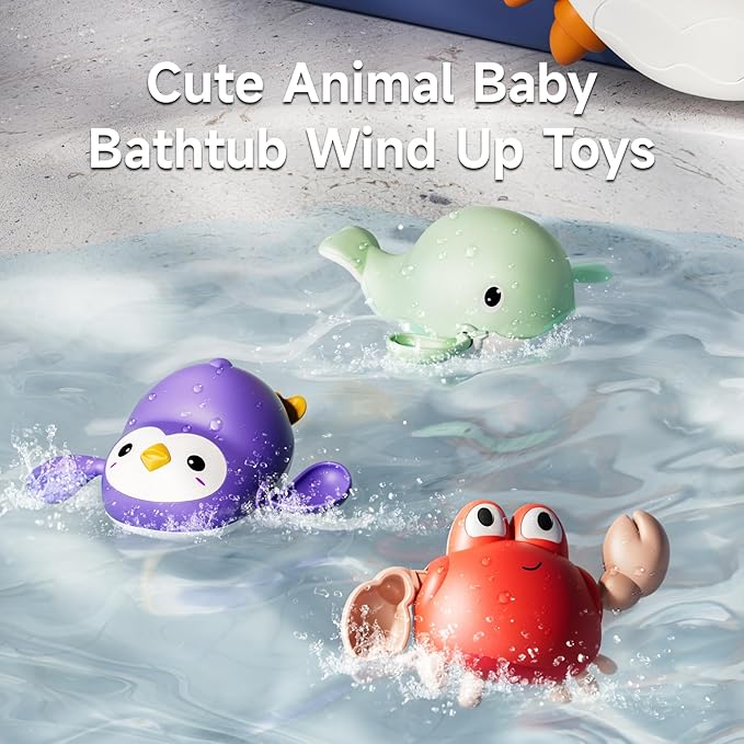 TUMAMA Baby Bath Toy,Bath Bubble Maker Machine with Music,3 Bathtub Wind-Up Toys,Crab Shower Water Toy for Toddlers Kids Boys Grils (Orange)